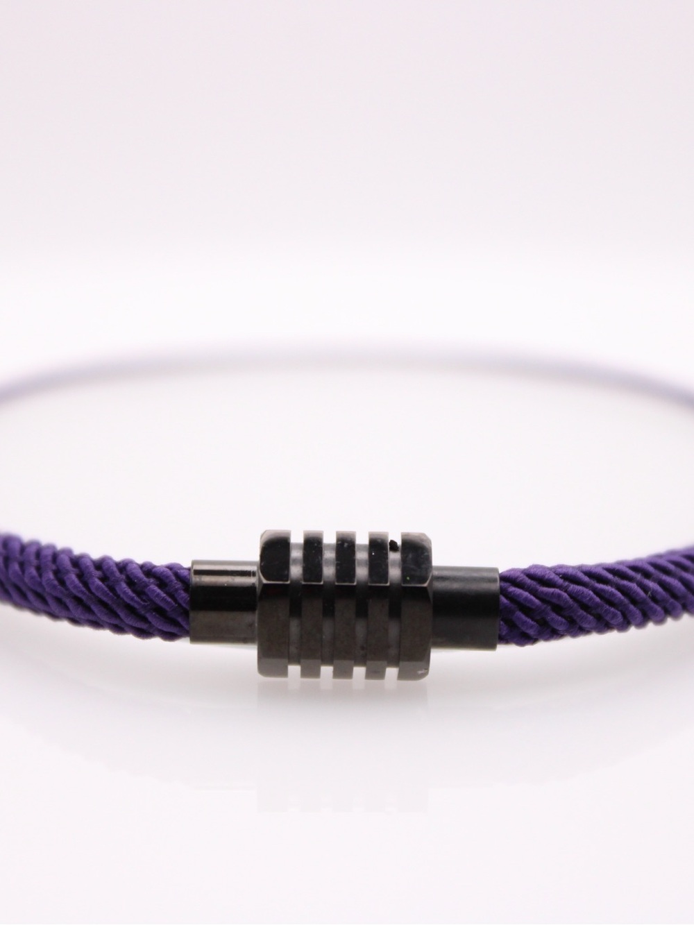 Purple Men’s Rope Bracelet with Gunmetal Magnetic Clasp